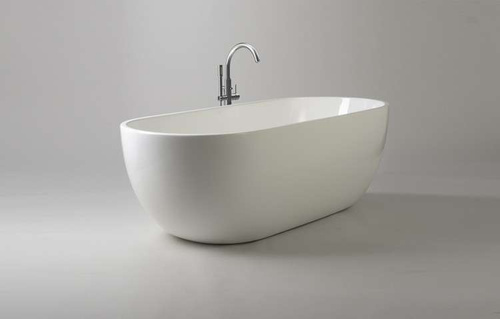 Wanna wolnostojąca Ravon Space z przelewem, biały połysk