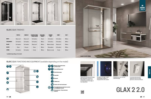 KABINA MASAŻOWO-PAROWA Novellini GLAX 2 2.0 2P 140x90 cm, DRZWI PRZESUWNE, TOTAL WHITE