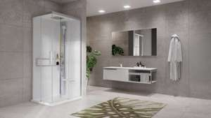 KABINA MASAŻOWO-PAROWA Novellini GLAX 2 2.0 A 80x80 cm, DRZWI PRZESUWNE, SREBRNA, CZARNA LUB CORDA