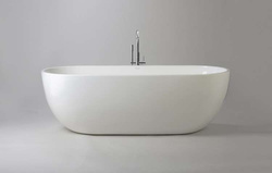 Wanna wolnostojąca Ravon Space z przelewem, biały połysk