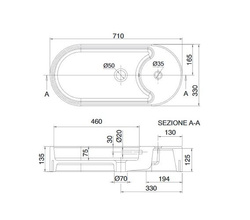 Umywalka nablatowa Seventy, 71x33x13,5 cm, biały połysk