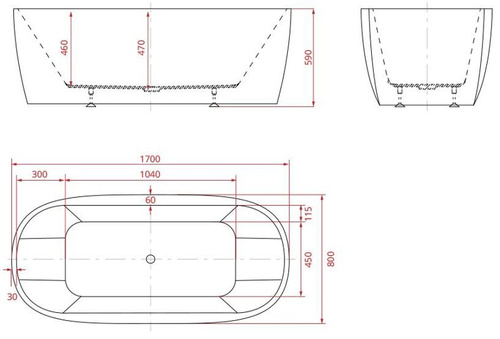 WANNA WOLNOSTOJĄCA SIRENA 22 170X80X59