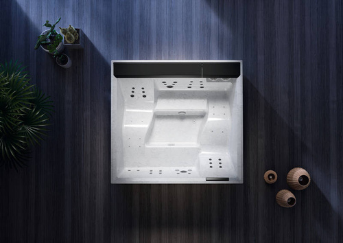 Wanna z hydromasażem Divina XXL Outdoor SPA Plus Novellini, 230x215x85 cm z pokrywą termiczną
