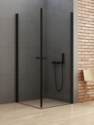 Kabina prysznicowa prostokątna New Soleo Black 80x100x195, ze wspornikiem skośnym, czarny mat