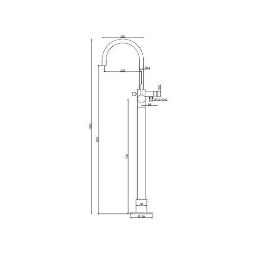 Bateria wolnostojąca wannowa Dolly, czarny mat