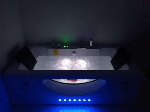 CZARNA WANNA SPA Z HYDROMASAŻEM JACUZZI AQUAPEUTIC AQ-1659 PLUS 2-osobowa 180x92x60 cm, PRZESZKLONY FRONT