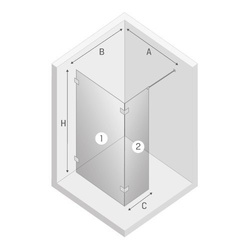 Kabina prysznicowa walk-in Eventa 70x200 cm, srebrny, ze ścianką.