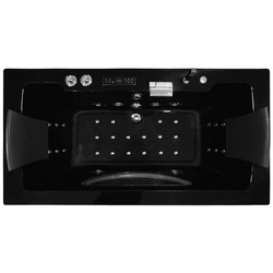 CZARNA WANNA SPA Z HYDROMASAŻEM JACUZZI AQUAPEUTIC AQ-1659, 2-osobowa 180x92x60 cm, PRZESZKLONY FRONT