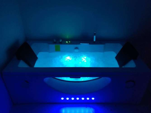 CZARNA WANNA SPA Z HYDROMASAŻEM JACUZZI AQUAPEUTIC AQ-1659 PLUS 2-osobowa 180x92x60 cm, PRZESZKLONY FRONT