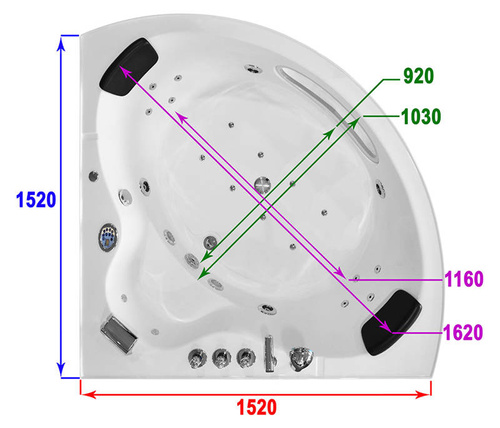 WANNA SPA Z HYDROMASAŻEM JACUZZI AQUAPEUTIC AQ-1638 PLUS, 2-osobowa 150x150x55,5 cm