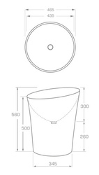 Umywalka nablatowa, kubełkowa Saxo overtop 3/4, biały mat lub połysk