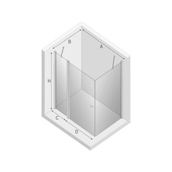 Kabina prysznicowa prostokątna New Soleo Black 90x80x195, drzwi podwójne składane, czarny mat
