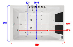 WANNA SPA Z HYDROMASAŻEM JACUZZI AQUAPEUTIC AQ-1642 PLUS 2-osobowa 186x121x65 cm PRAWA