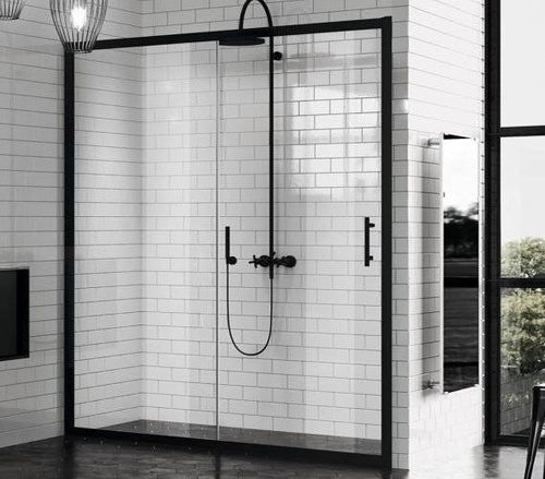 Kabina prysznicowa Zephyros A, 97-100 cm, drzwi przesuwne, wejście z narożnika, profil srebrny