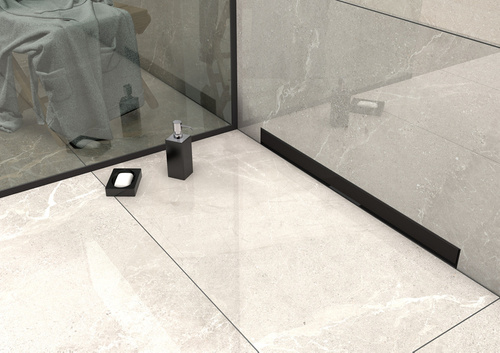 Odpływ liniowy ścienny SANITLINE Czarny Mat 80 cm 2w1