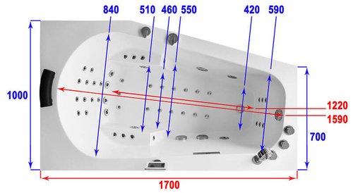 WANNA SPA Z HYDROMASAŻEM ASYMETRYCZNA AQUAPEUTIC AQ-07A, 1-osobowa 170x100x70 cm