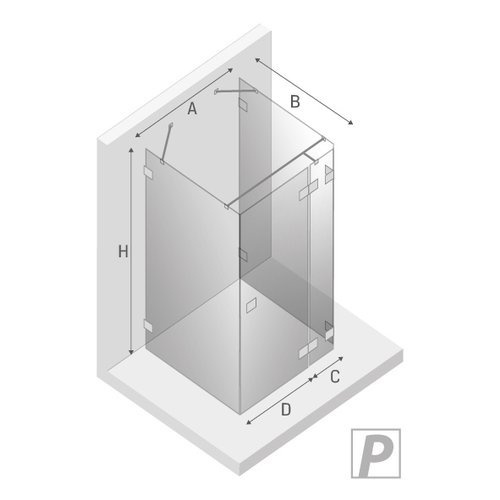 Kabina prysznicowa przyścienna Eventa 80x80x200 cm, srebrny, strona prawa lub lewa.