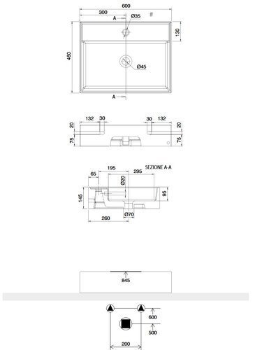 Umywalka Teorema 2.0 60x46x14,5 cm, biały połysk