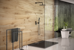 Kompletny zestaw natryskowy podtynkowy Desso z baterią manualną i deszczownicą 30 cm, czarny mat