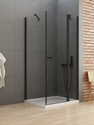 Kabina prysznicowa prostokątna New Soleo Black 80x90x195, drzwi podwójne składane, czarny mat