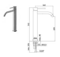 Bateria umywalkowa wysoka Light, z korkiekm klik-klak, złoto połysk