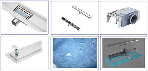 Odpływ liniowy podłogowy, czarne szkło 90 cm