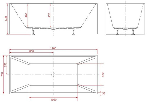 WANNA WOLNOSTOJĄCA SIRENA 21 170X75X60
