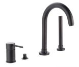 Bateria wannowa 4-otworowa Piper, z obrotową wylewką, czarny mat