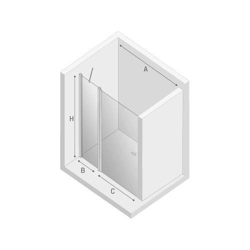 Drzwi prysznicowe do wnęki New Soleo 90x195 cm, ze wspornikiem skośnym, profil srebrny.