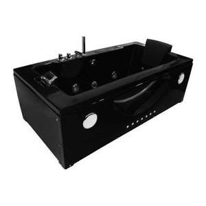 CZARNA WANNA SPA Z HYDROMASAŻEM JACUZZI AQUAPEUTIC AQ-107B TOP,  1-osobowa 180x91x60 cm prawa, PRZESZKOLONY FRONT