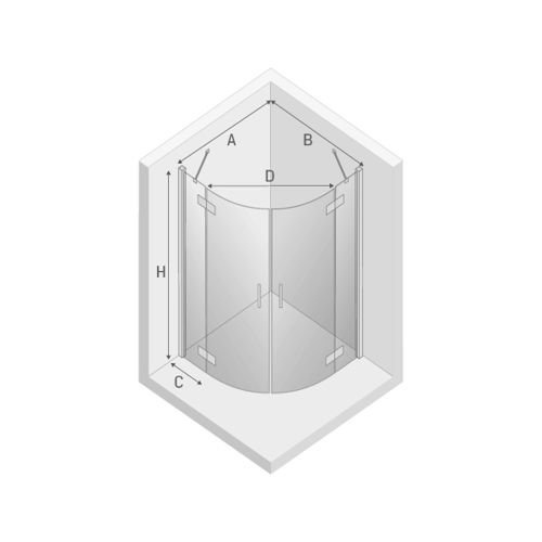 Kabina prysznicowa półokrągła New Merana Black, 90x90x195, drzwi uchylne, szkło czyste 6mm