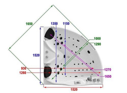 WANNA SPA Z HYDROMASAŻEM JACUZZI AQUAPEUTIC 186, narożna 2-osobowa, 152 x 152 x 71 cm