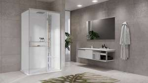 KABINA MASAŻOWO-PAROWA Novellini GLAX 2 2.0 2P 120x80 cm, DRZWI PRZESUWNE, SREBRNA, CZARNA LUB CORDA