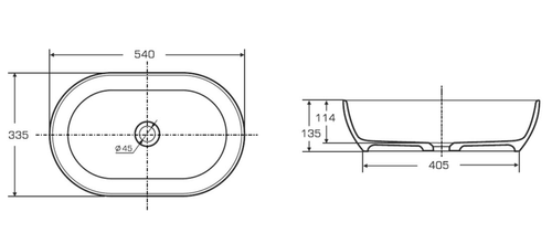 Umywalka Ravon Space nablatowa 54,5 x 35 x 14 cm, bikolor połysk