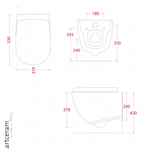 Misa wc wisząca Artceram File 2.0, bezrantowa z deską wolnoopadającą, czarny mat