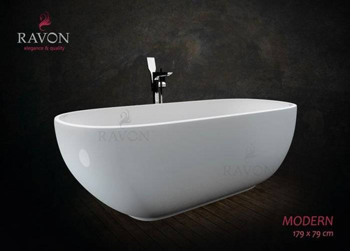 WANNA WOLNOSTOJĄCA RAVON MODERN KOMPOZYT QUALTEC, BIAŁY POŁYSK