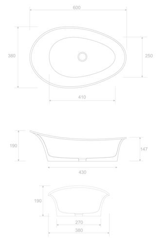 Umywalka Ravon Euphoria nablatowa 59x36,5x19 cm, biały mat lub połysk