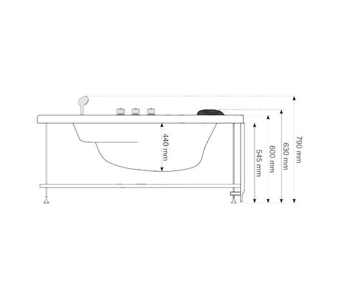 WANNA Z HYDROMASAŻEM NAROŻNA JACUZZI AQUAPEUTIC AQ-636, 2-osobowa 135x135x60 cm