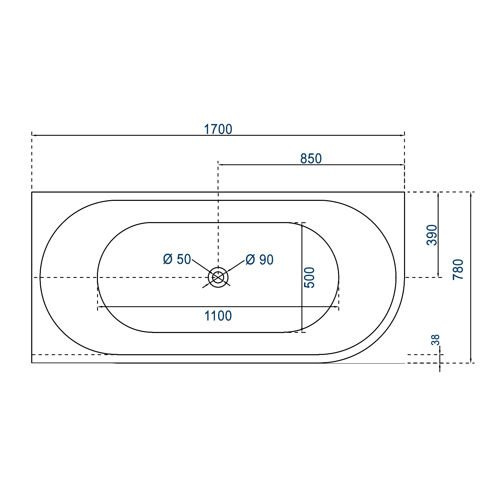 WANNA WOLNOSTOJĄCA SIRENA WALL 170X78X60, strona lewa