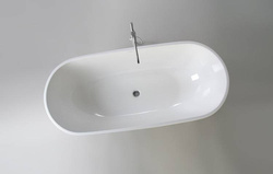 Wanna wolnostojąca Ravon Space z przelewem, biały połysk