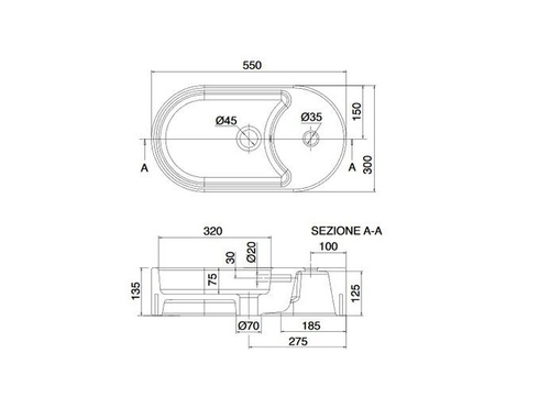 Umywalka nablatowa Seventy, 55x30x13,5 cm, biały połysk