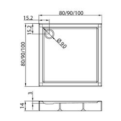 Brodzik Columbus z wypełnieniem styropianowym 100x100x14 cm, biały połysk