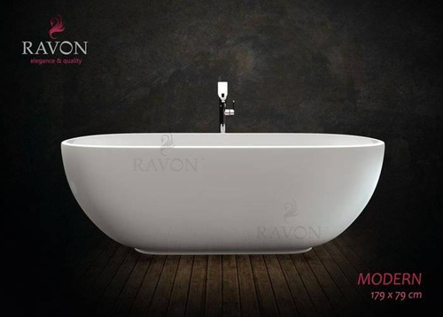 WANNA WOLNOSTOJĄCA RAVON MODERN KOMPOZYT QUALTEC, BIAŁY POŁYSK