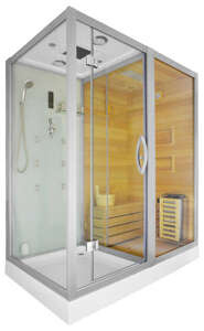 Kabino-sauna sucho-parowa z funkcją hydromasażu AQ-752, 180 x 110 x 223 cm, biała, prawa