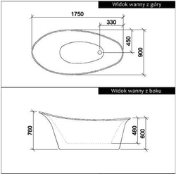 WANNA WOLNOSTOJĄCA RAVON EUPHORIA, BIAŁY POŁYSK