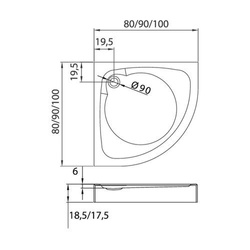 Brodzik półokrągły Cantare 100x100x17,5 cm
