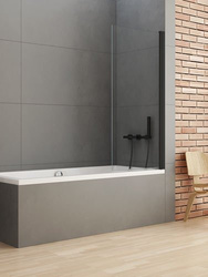 Parawan wannowy New Soleo Black 1-elementowy 70x140 cm, czarny mat, prawy/lewy