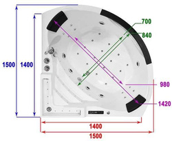 WANNA SPA Z HYDROMASAŻEM JACUZZI AQUAPEUTIC AQ-1678, 2-osobowa 150x150x62 cm