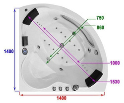 WANNA SPA Z HYDROMASAŻEM AQUAPEUTIC AQ-1001, 2-osobowa 140x140x65 cm