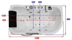WANNA SPA Z HYDROMASAŻEM JACUZZI AQUAPEUTIC AQ-1683, 1-osobowa 140x80x66cm lewa